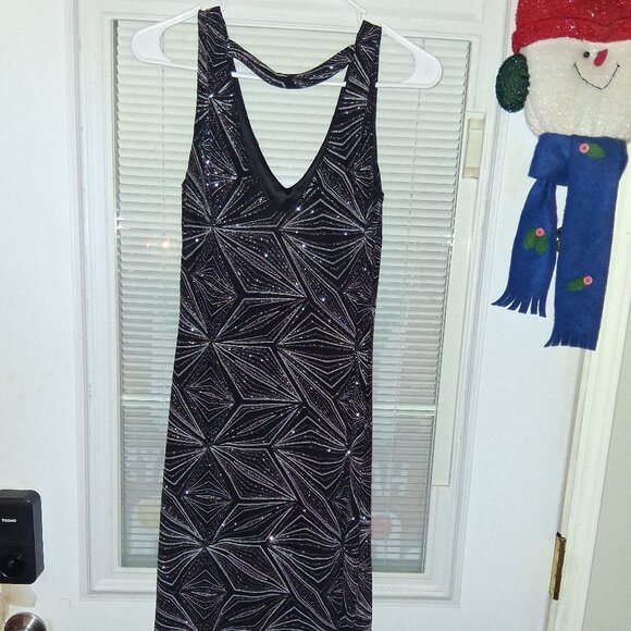 Cloth & People Black/Silver Glitter Dress Medium Bodycon party Dress - Picture 3 of 8